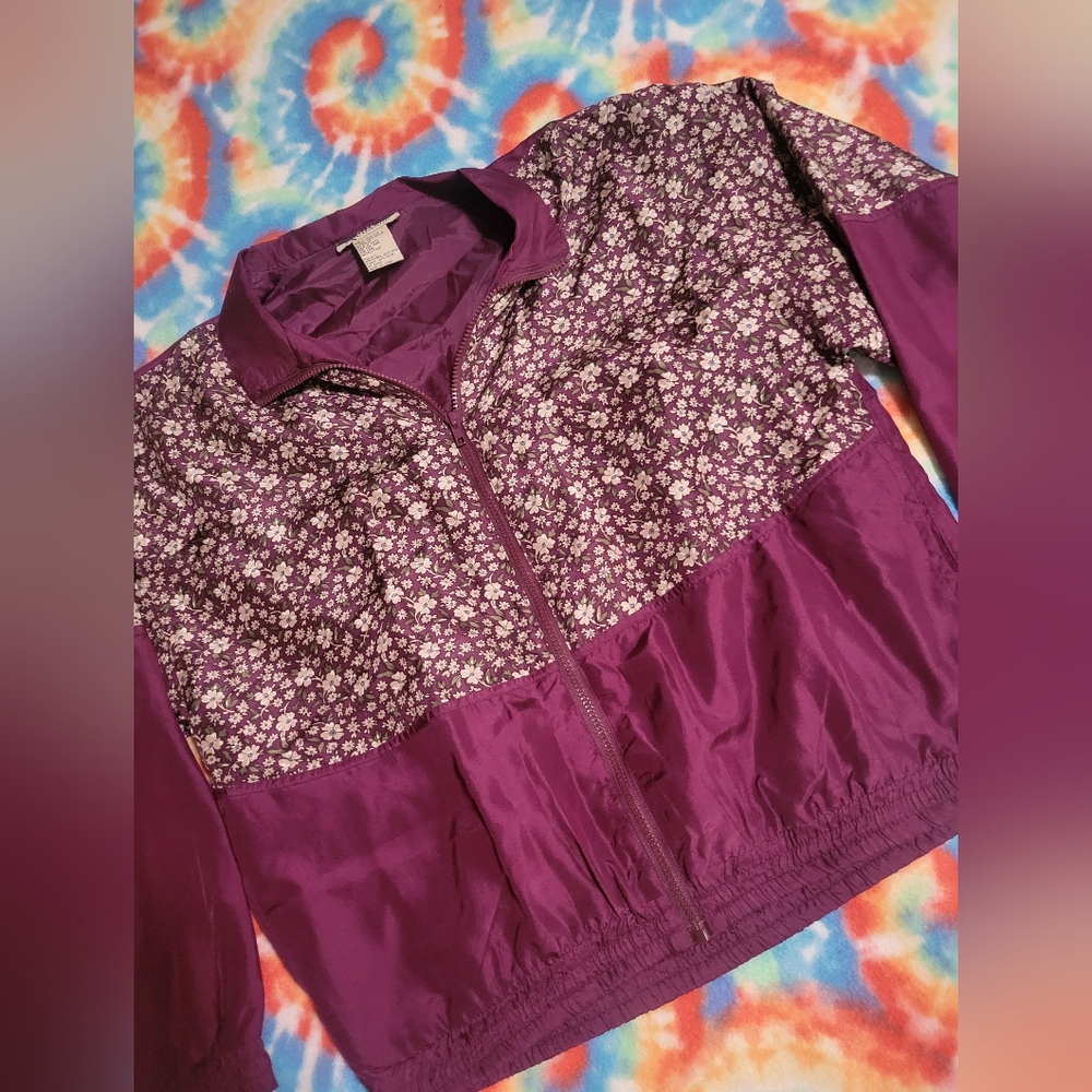 Vintage 100% Silk Shell Silk Exchange Floral Windbreaker Jacket